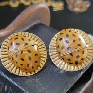 Unique Orange Ladybug Inspired Earrings - 1980s Vintage Whimsy